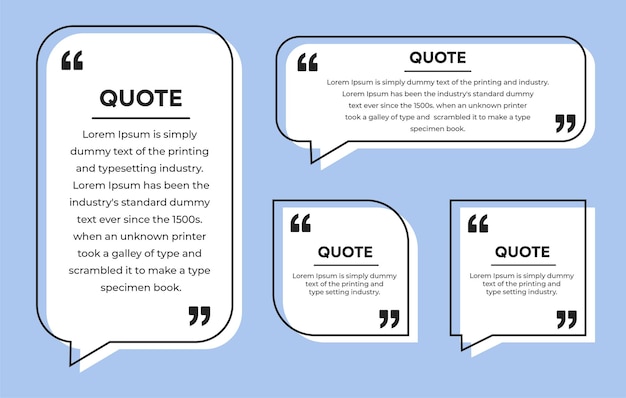 Quote text box big frame template with quotation marks vector illustration