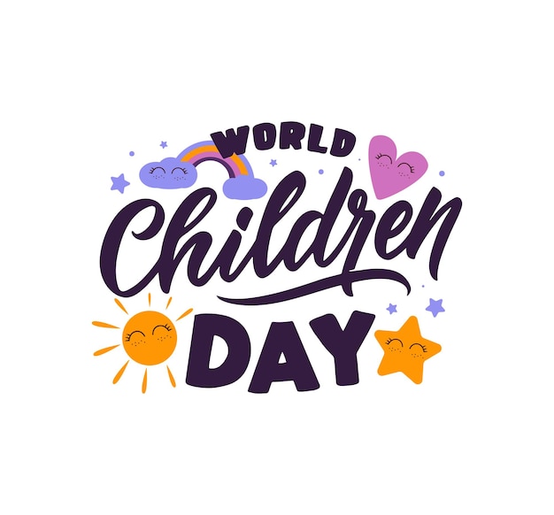 Цитата Всемирный день защиты детей Дизайн текстового изображения подходит для счастливых праздников, плаката, баннера