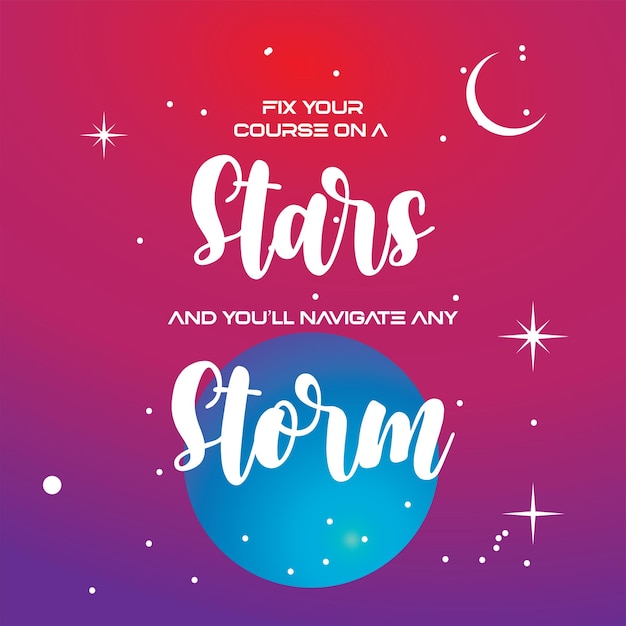 quotes about stars with outer space background vector design