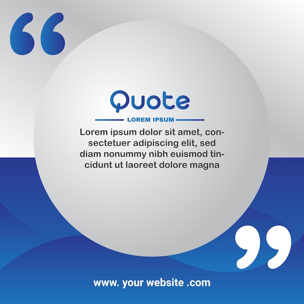 Quotes communication blue and white color template design