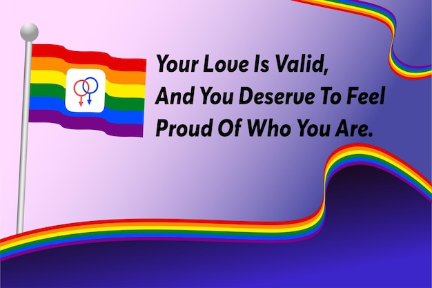 Vector quotes gay pride vlaggen lgbt regenboog logo vector suistable pride day en month symboliek achtergrond