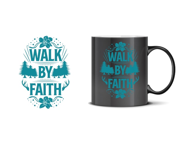 quotes mug designcup design with mock up vector