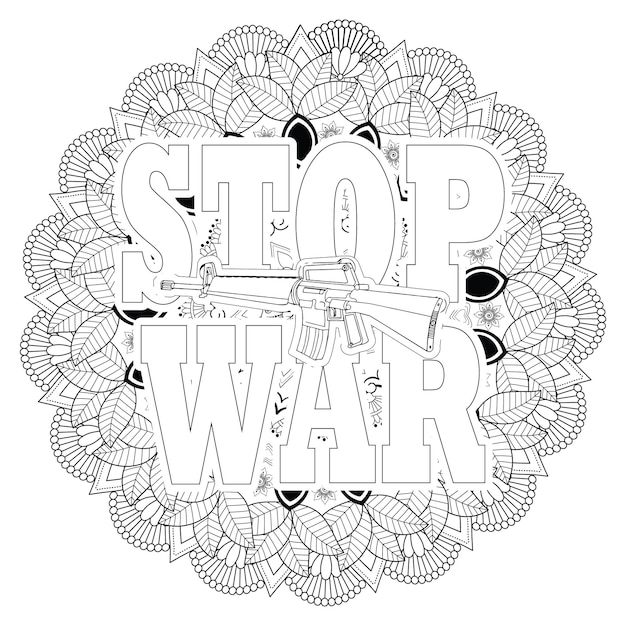 Quotes outline black and white flower mandala coloring page