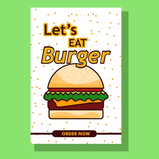 Плакат с цитатами ест бургер вкусно в концепции плоского дизайна