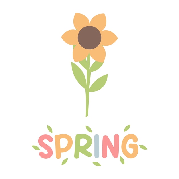 Quotes Spring Spring bloemenprentontwerp Platte vectorillustratie