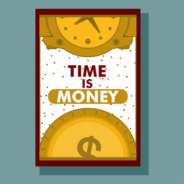 Vector quotes time is money in flat design illustration for poster, decorative, and social media design.