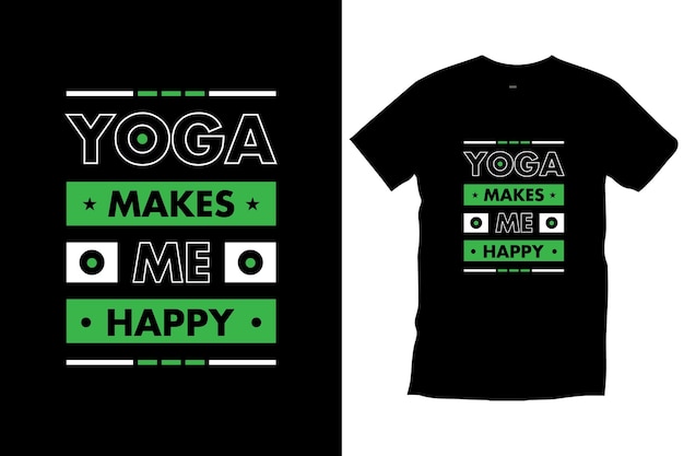 Citazioni lo yoga mi rende felice. tipografia t-shirt design per stampe, illustrazione di arte vettoriale di abbigliamento.