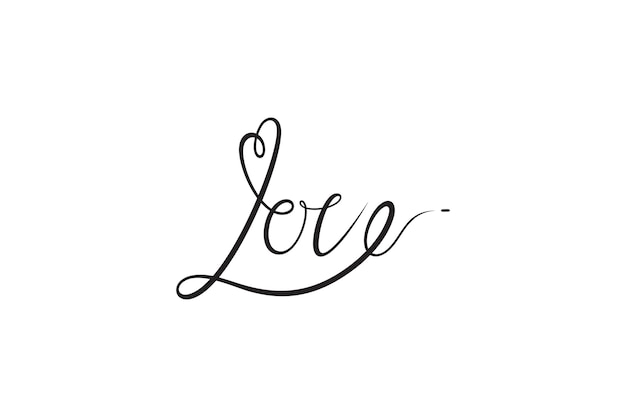 QuotLovequot belettering typografie logo met hartvormige decoratie