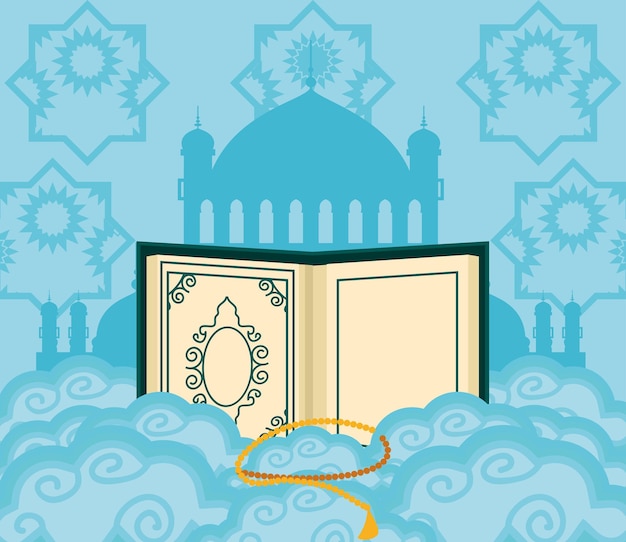 コーランイスラム寺院の数珠の雲