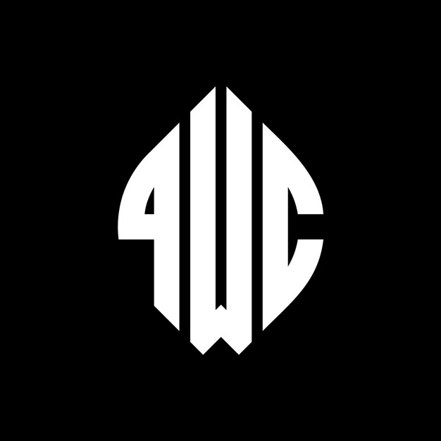 Логотип круговой буквы QWC с формой круга и эллипса QWC эллипсовые буквы с типографическим стилем Три инициалы образуют круг логотип QWC Круг Эмблема Абстрактная монограмма Письмо Марка Вектор