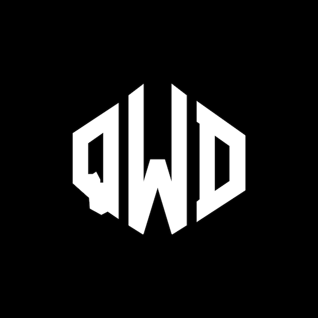 Вектор Дизайн логотипа qwd с буквой в форме многоугольника qwd с многоугольной и кубической формой qwd с шестиугольным векторным логотипом qwd с белым и черным цветом qwd с монограммой для бизнеса и недвижимости