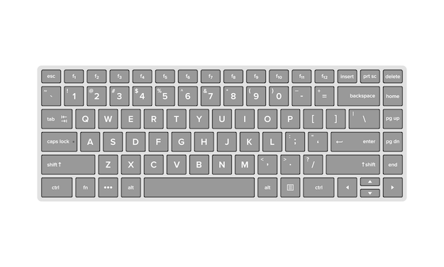 Раскладка клавиатуры qwerty. векторная иллюстрация вида клавиатуры.