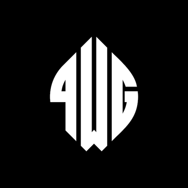 Логотип круговой буквы QWG с формой круга и эллипса QWG эллипсовые буквы с типографическим стилем Три инициалы образуют круговой логотип QWG Круг Эмблема Абстрактная монограмма Письмо Марка Вектор