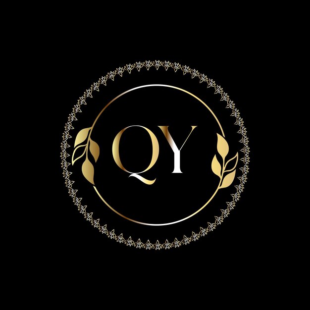 Вектор Логотип qy monogram для праздника, ювелирных изделий, свадьбы, поздравительной открытки, приглашения vector template
