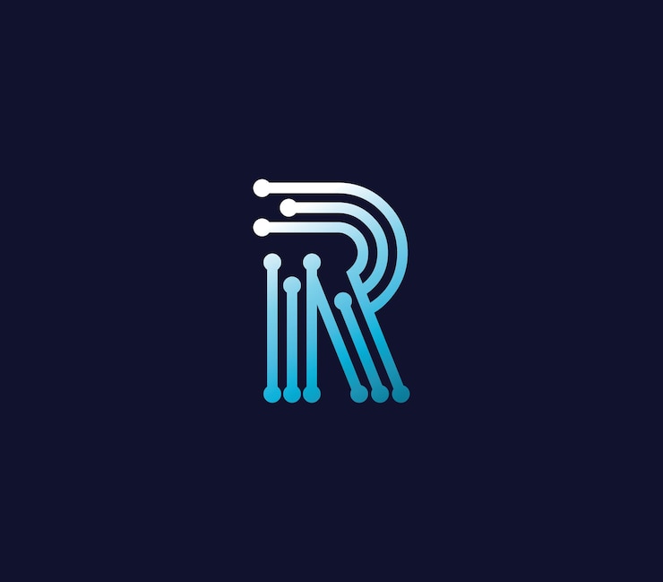 Vector r alphabet connection logo design concept