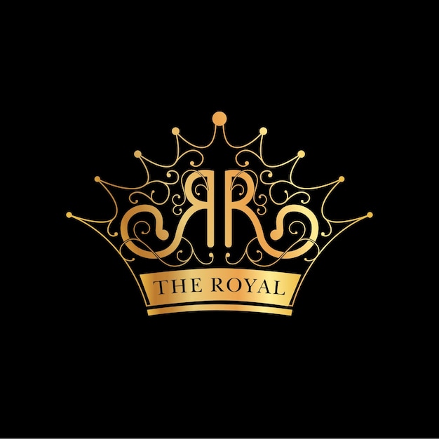 Vector r company initial letters monogram with crown r golden crown monogram