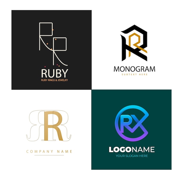 R Corporate business brand company marketing logo design elegant Gradient r logo template collection