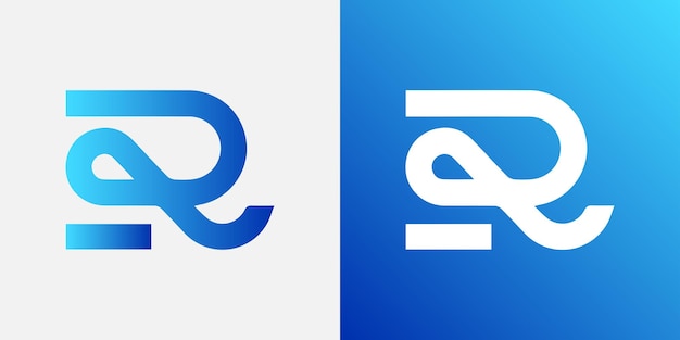 R творческий синий градиент алфавитная буква логотип для брендинга и бизнеса