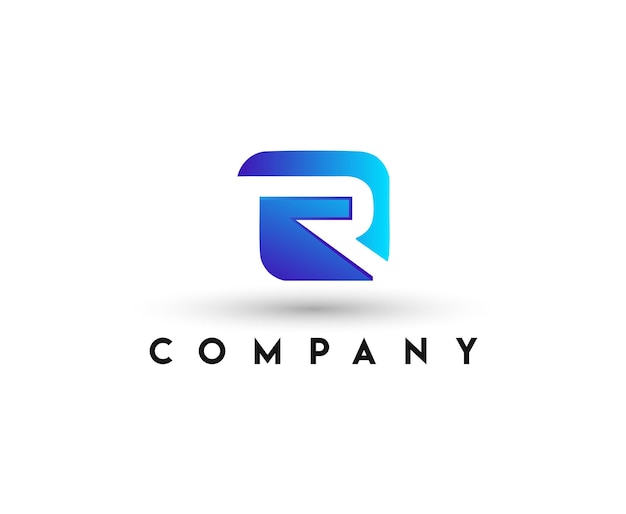 R креативный синий градиентный логотип буквы алфавита для брендинга