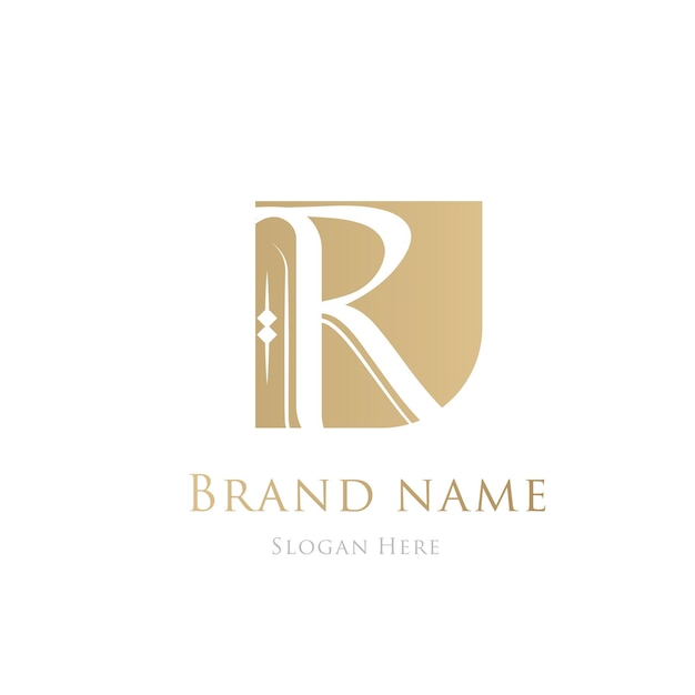 R Gouden luxe elegante logo