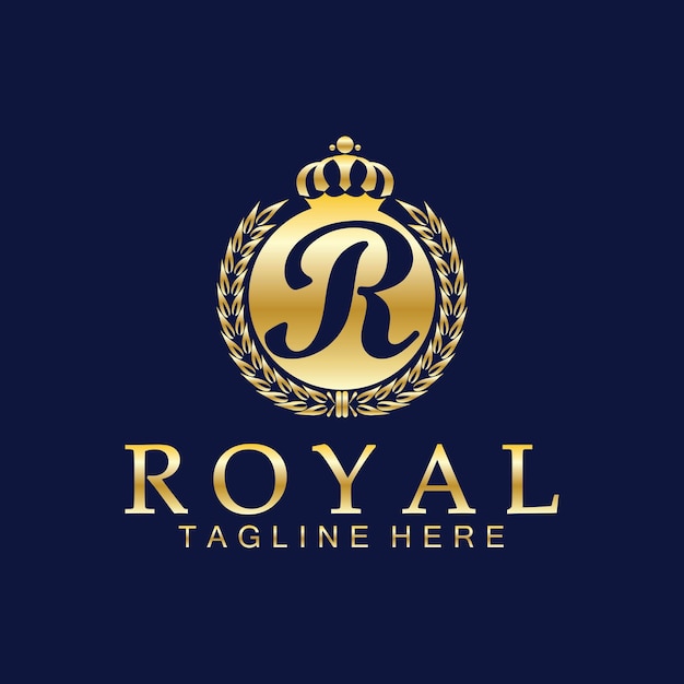 Vector r initial royal crown logo royal king queen luxury symbol font emblem