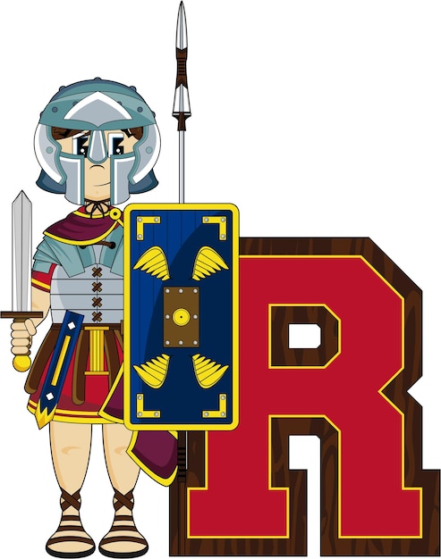 R is for Roman Cartoon Alphabet Learning History Illustration