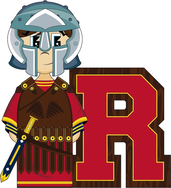 r is for roman cartoon alphabet learning history illustration