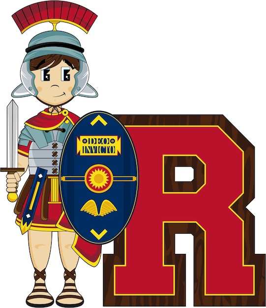 R is for Roman Cartoon Alphabet Learning History Illustration