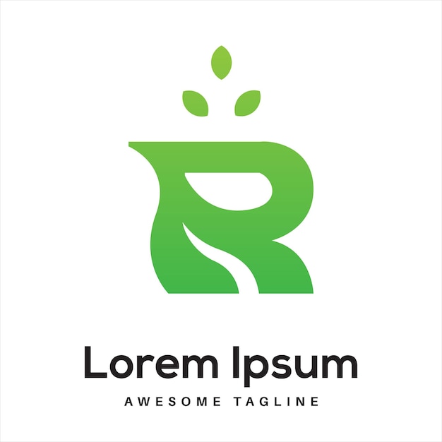 R leaf Latter Logo Design Stock Free