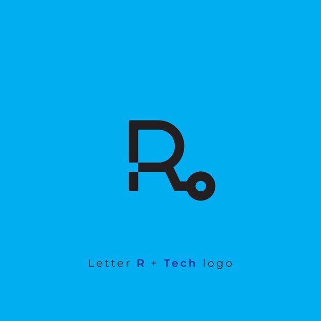 벡터 r 글자와 tech 로고 아이콘 디자인은 간단하고 깨합니다.