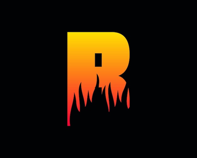 R буква пламя дизайн логотипа огонь логотип