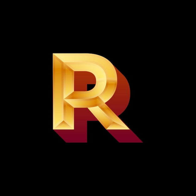 Illustrazione del design gradiente del logo di lusso oro lettera r