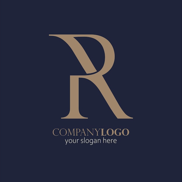 R letter logo elegant gold