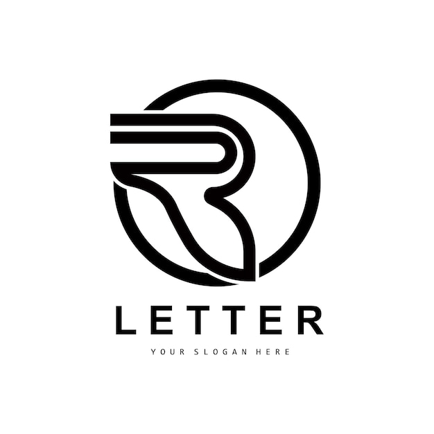 Дизайн векторного алфавита R Letter Logo для логотипов брендов с начальной буквой