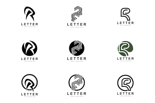 Lettera r logo vector alphabet symbol design per i loghi di marca con la lettera iniziale