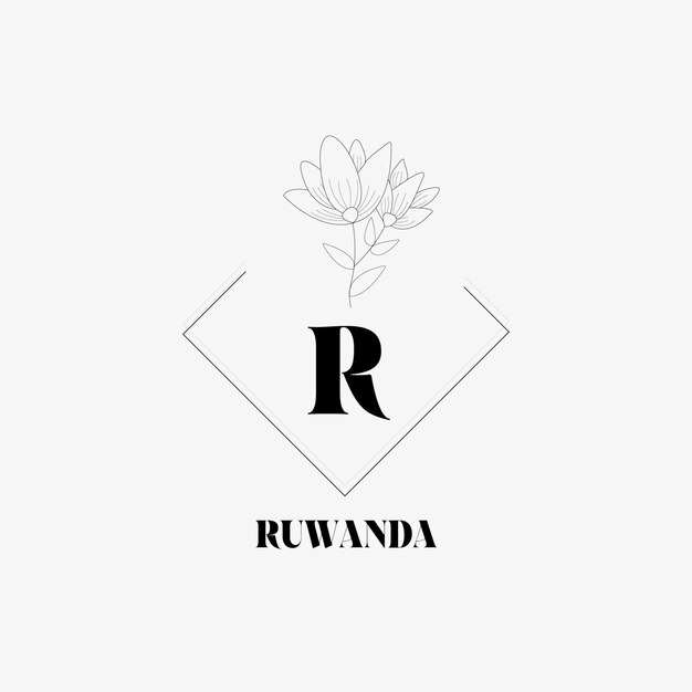Vector r letter logo with creative floral concept for company business beauty real estate premium vector