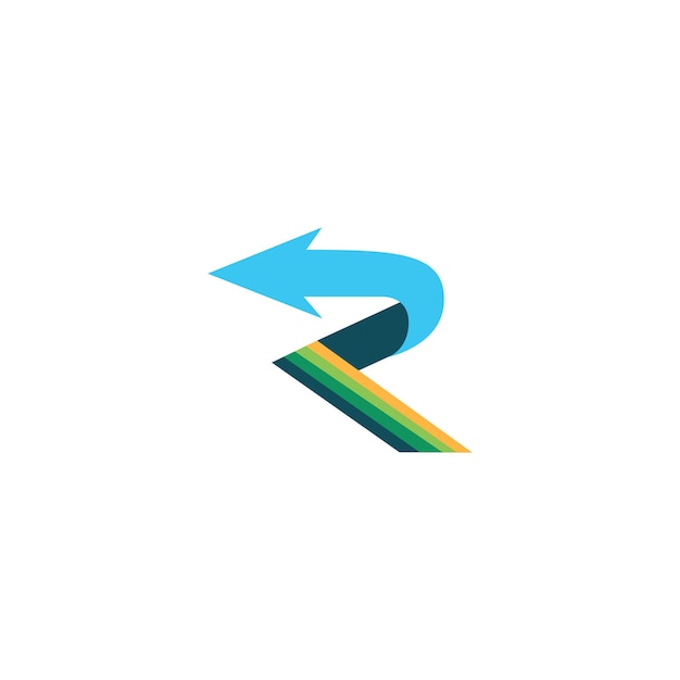 R logo Letter r logo and arrow with pixel colorful