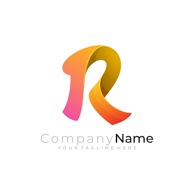 R-logo letter r-logo met eenvoudig ontwerpsjabloon gouden kleur