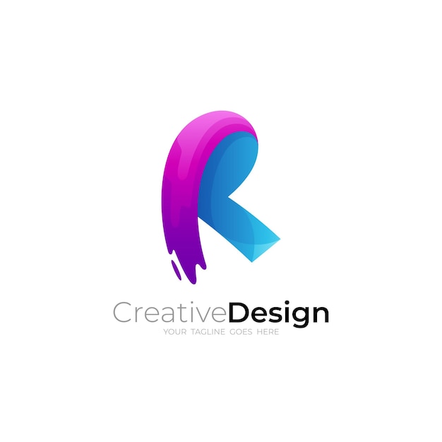 R-logo sjabloon letter R-logo met swoosh-ontwerp