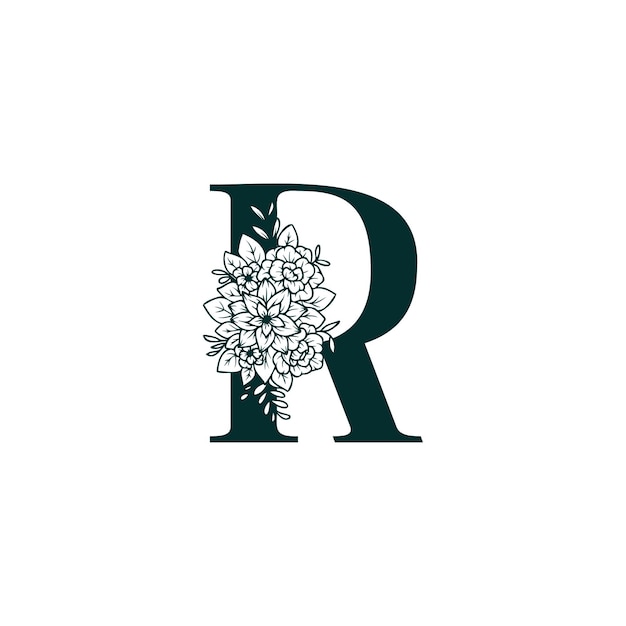 Vector r monogram bloem vrouwelijk aanvankelijk mode logo ontwerp