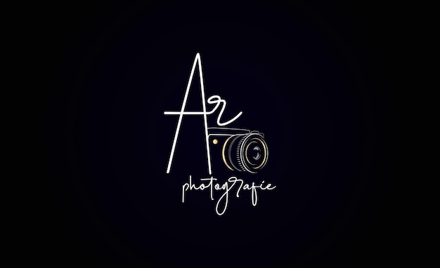 A R Photography Typography Signature Logo for wedding photography abstract camera shutter
