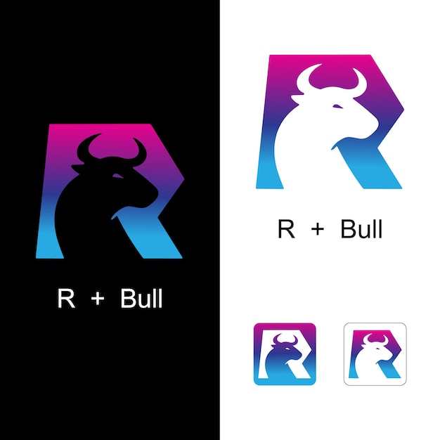 R with bull shape logo design