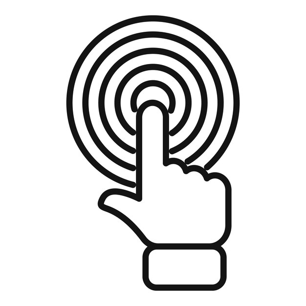 Raak het doelpictogram omtrek vector aan Persoon team Computer online