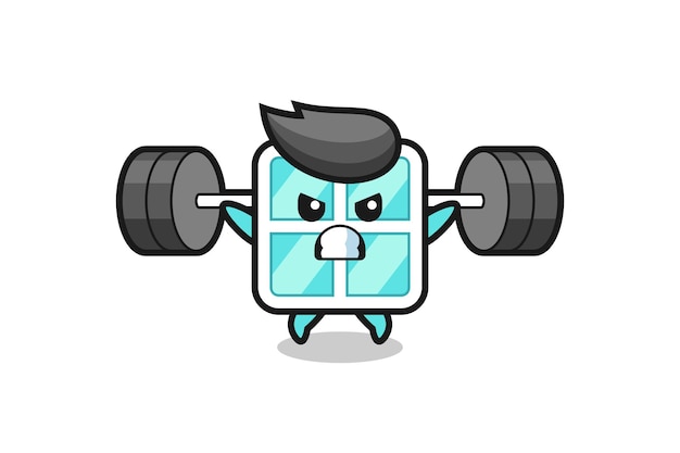 Vector raam mascotte cartoon met een barbell, schattig stijlontwerp voor t-shirt, sticker, logo-element