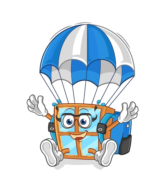 Vector raam parachutespringen karakter cartoon mascotte vector