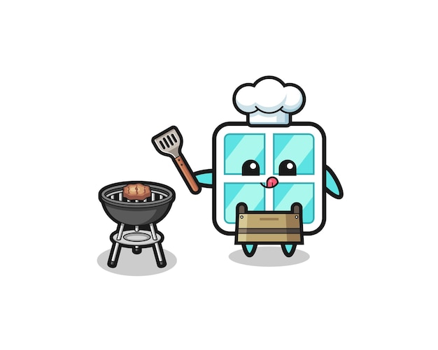 Raambarbecue chef met een grill