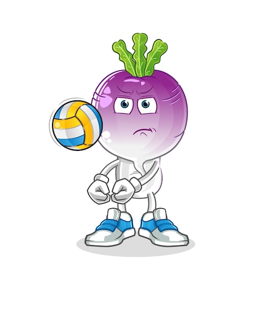 Raap hoofd cartoon spelen volleybal mascotte cartoon vector