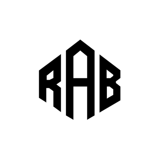 다각형 모양의 RAB 글자 로고 디자인 RAB 다각형 및 큐브 모양의 로고 디자인 (RAB 육각형 터 로고 템플릿) 색과 검은색 색 RAB 모노그램 비즈니스 및 부동산 로고