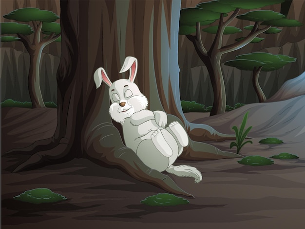 Vector rabbit 2d cartoon with background