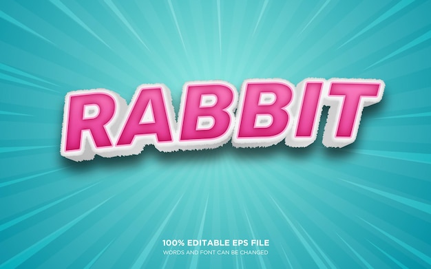 Rabbit 3D 편집 가능한 텍스트 스타일 효과
